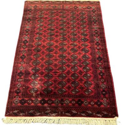 VINTAGE HAND KNOTTED WOOL AFGHAN RUG