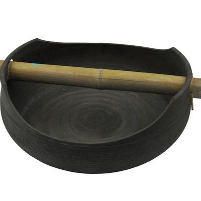 STEPHEN MERRITT TERRACOTTA CLAY & BAMBOO VESSEL