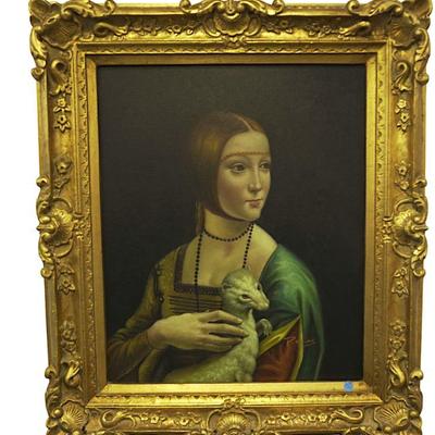 "LADY WITH AN ERMINE" BY LEONARDO DA VINCI OIL PAINTING