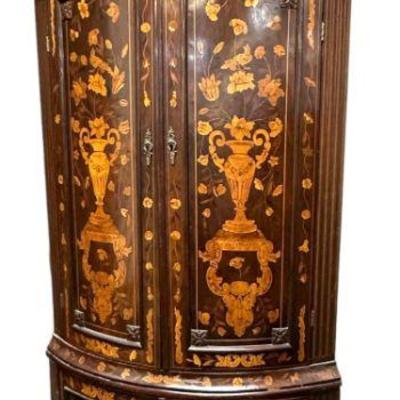 18th c DUTCH MARQUETRY LARGE CORNER CABINET