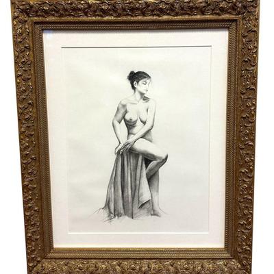 LARGE AYCE WILSON FRAMED NUDE DRAWING