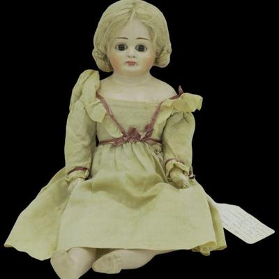 ANTIQUE GERMAN PAPIER MACHE DOLL ORIGINAL DRESS