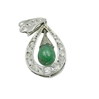 18K EMERALD AND DIAMOND PENDANT