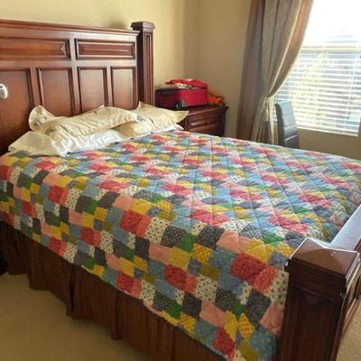 Queen bedroom set includes: box spring, mattress, two nightstands, full size dresser with mirror. - $500 minimum 
