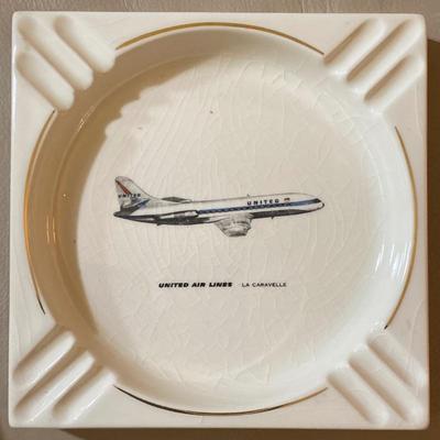 Vintage United Airlines Captains Memorabilia Poster Captains Ashtrays 1st Class Table Setting, when
