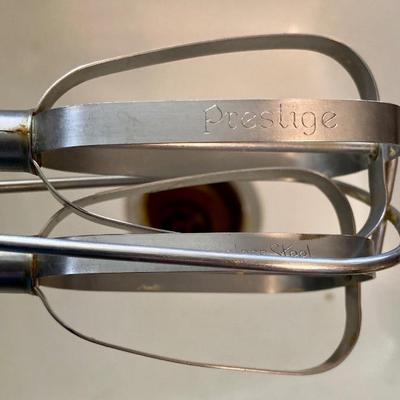 Vintage Prestige Hand Beater Rotary Mixer Stainless Steel Teak England
