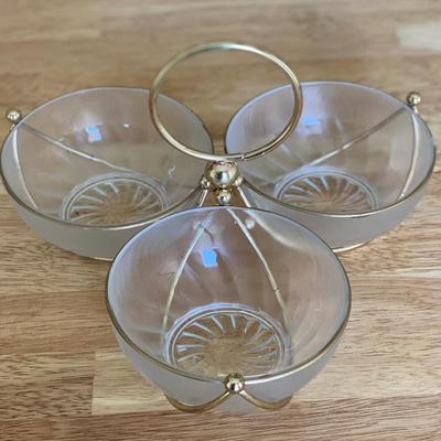 Vintage Libbey Triple Server Set Opal Design
