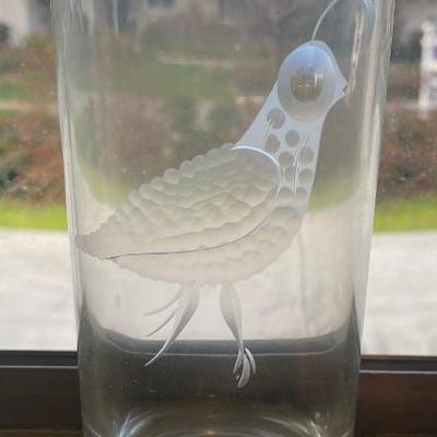 Vintage Etched Quail Glasses
