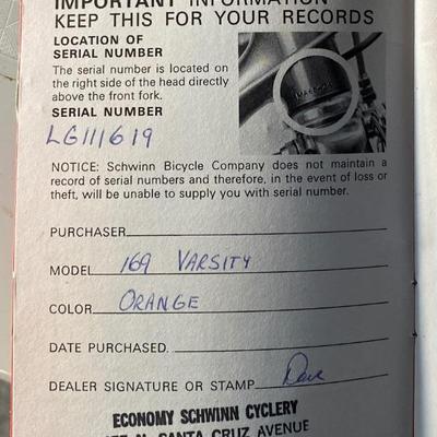 vintage schwinn 169 varsity girls vintage bike
