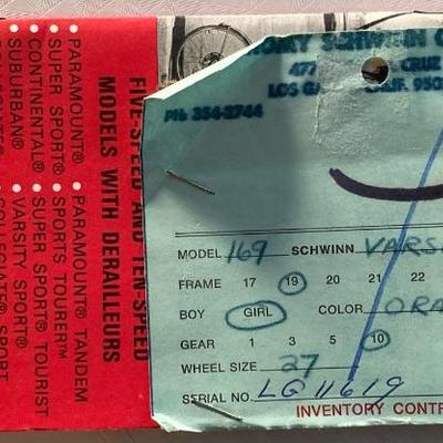 vintage schwinn 169 varsity girls vintage bike
