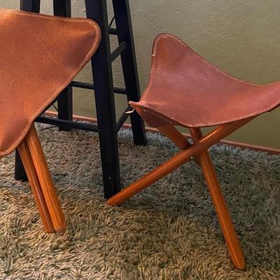 Vintage 50s/60s Leather 3 Corner Stool for L'il Cowboys & Cowgirls