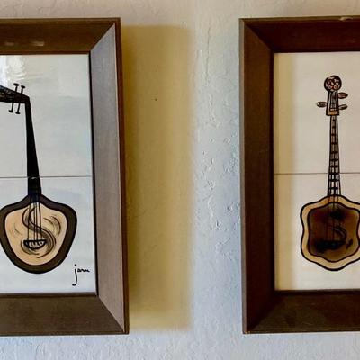 MCM Vintage Talifornia Decorative Original Tile Art By Jaru tile Banjos
