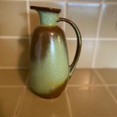 Vintage Frankoma Pottery 8" Pitcher w Handle & Spout in Prairie Green