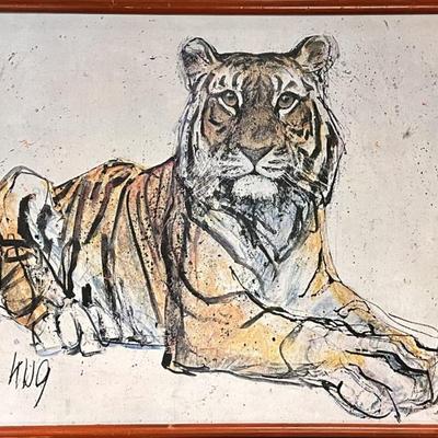 Fritz Rudolph Hug Bengal Tiger Print on Canvas
