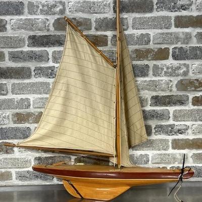 Vintage Wooden Pond Yacht Model