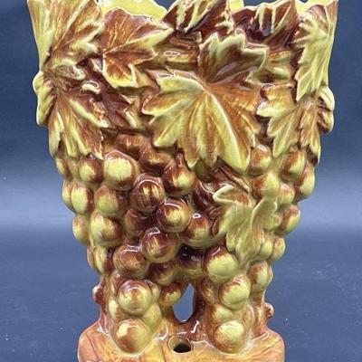 Vintage McCoy Grape Two Tone 10in Vase