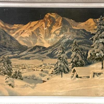 Framed Alpine Village Alois Arnegger Print