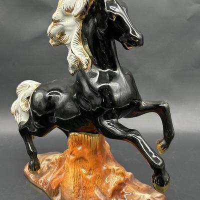 Rearing Horse Porcelain Sculpture by Hubert Bequet