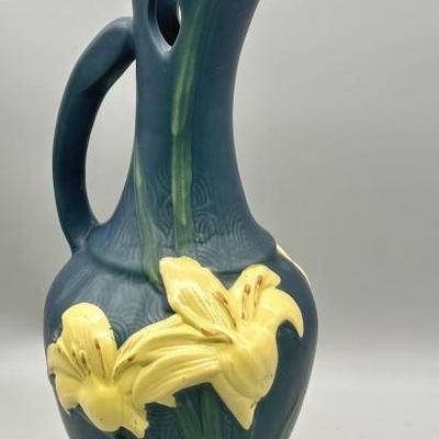Vintage Roseville Pottery Zephyr Lily Bermuda Blue