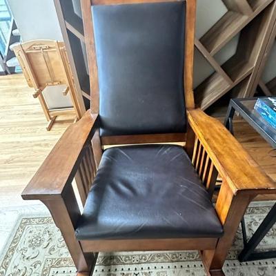 Wood & leather rocking chair