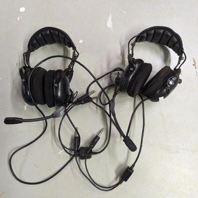 Pair (2) Flightcom Nighthawk 4DLX Classic Aviation Communications Headsets