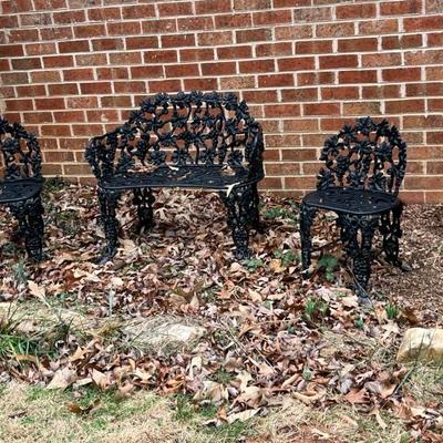 Victorian cast iron seating group