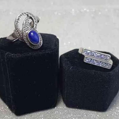 Sterling Silver Rings * 925 STS Marked Ring  With Gem Tested Tanzanite * Lapis Handmade Artisan Ring 