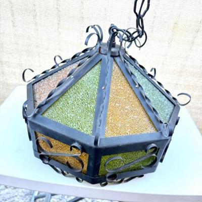 Vintage Stained Glass Pendant