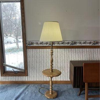 Oak Floor  Lamp with Table