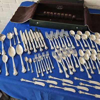 Sterling Silver Flatware Set - Gorham Chantilly Pattern - Eight Place Settings Plus Serving Pieces in Gorham Case