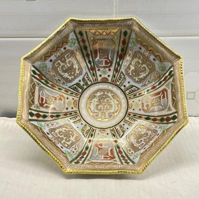 Antique NIPPON Gilt & Hand Painted Asian Display Bowl -10