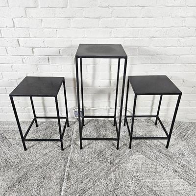Set of 3 Slim Black Iron End Tables/Plant Stands (2) 20