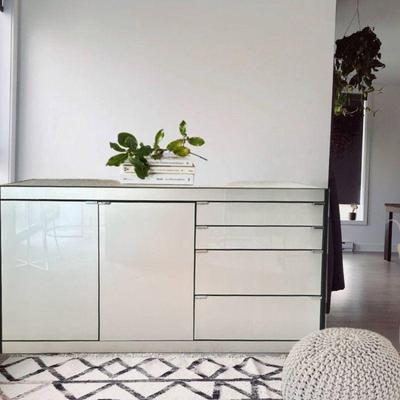  Vintage Ello Buffet Console from the Optima Collection 62â€ Cabinet and Drawer Unit Clad Hi-Gloss Glass