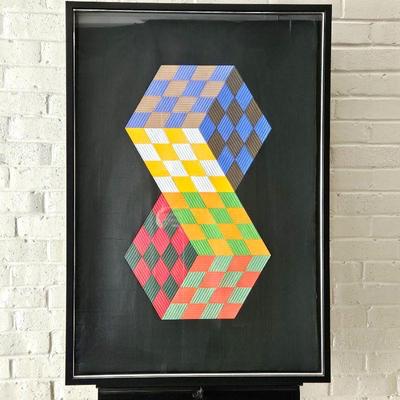  Signed Limited Edition Cast Paper Art by Victor Vasarely 156/200 Titled 