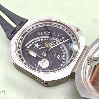  Vintage D. W. Brunton's Wm Ainsworth Surveyor's Pocket Transit Compass w/ Original Leather Case