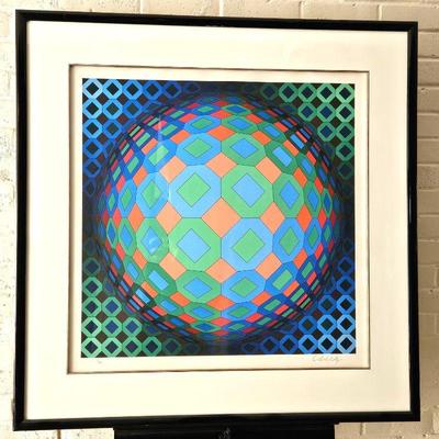 Signed Limited Edition Serigraph by Victor Vasarely 17/300 Titled 