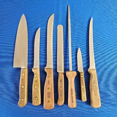Set of Vintage Chicago Cutlery Knives w/ Unbranded Drawer Knife Holder