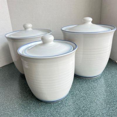  Set of 3 Vintage Pfaltzgraff Canisters in Sky Pattern- Excellent Condition!
