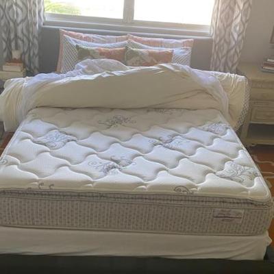 Queen size mattress, boxspring, headboard, footboard and frame (padded headboard 63" tall) Orange Area Rug 141" x 114"...