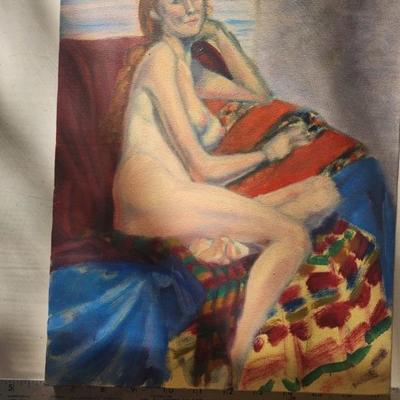 Nude with long red hair 11" x 14" 