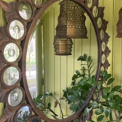Metal and glass mirror 43"