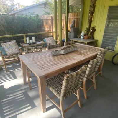 Isola Frontgate Teakwood table and 8 chairs 30 x 76 x 39
