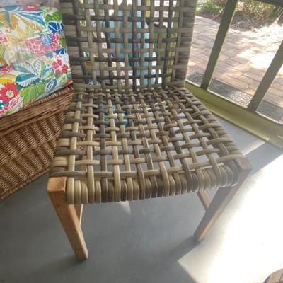 Teak wood woven rubber chair front gate