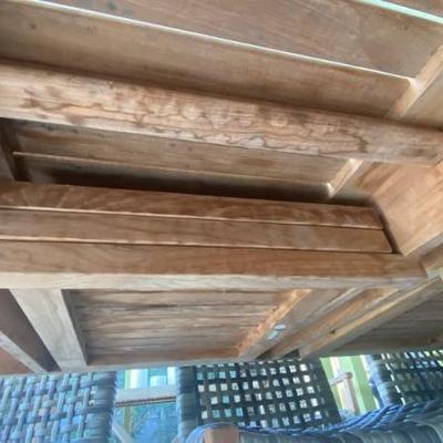 bottom of adjustable teak wood table