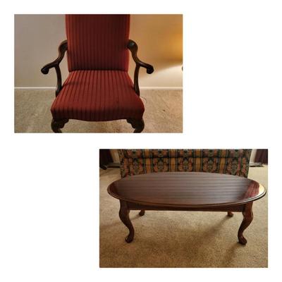 Sitting Room Chairs & Oval Mahogany Coffee Table