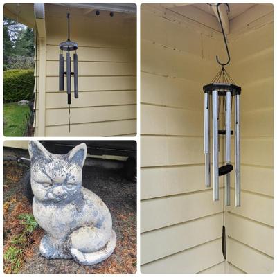 Resin Cat & Wind Chimes