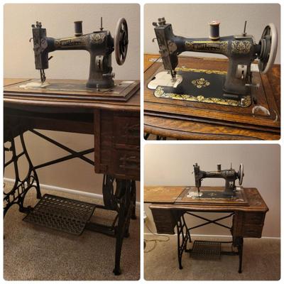 Antique White Rotary Table Sewing Machine