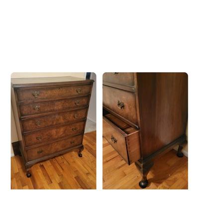 Antique 5-Drawer Wood Dresser