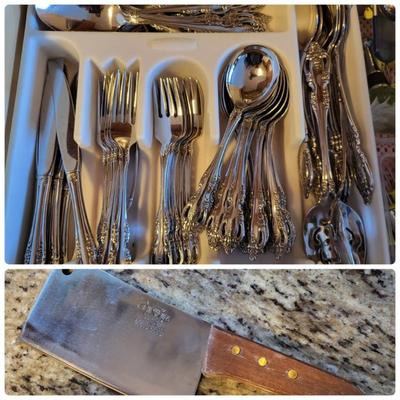 Oneida Flatware & Vintage 'Diamond' Butcher Knife