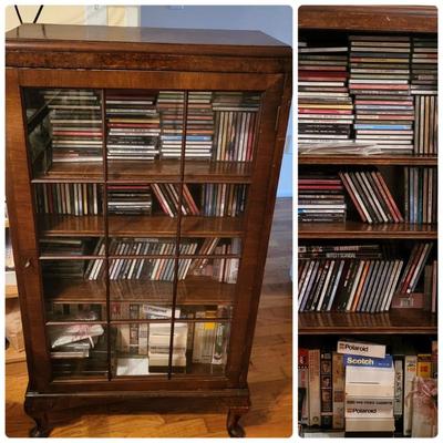 Antique Bookcase, Various Artists CD's, DVD's